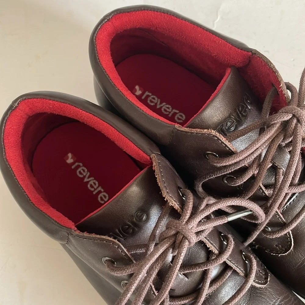 Revere Womens Wanaka Chocolate Brown Lace-up Casual Ankle Booties size 9.5
